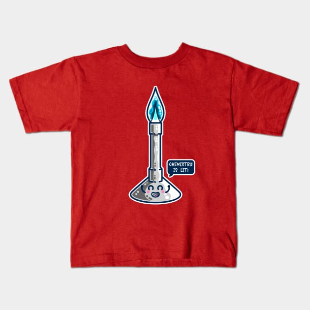 Chemistry Is Lit Cute Bunsen Burner Kids T-Shirt by freeves